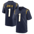Choea LA.Chargers #1 Quentin Johnston Player Navy Home Game Stitched Jerseys