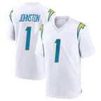 Choea LA.Chargers #1 Quentin Johnston Player White Home Game Stitched Jerseys