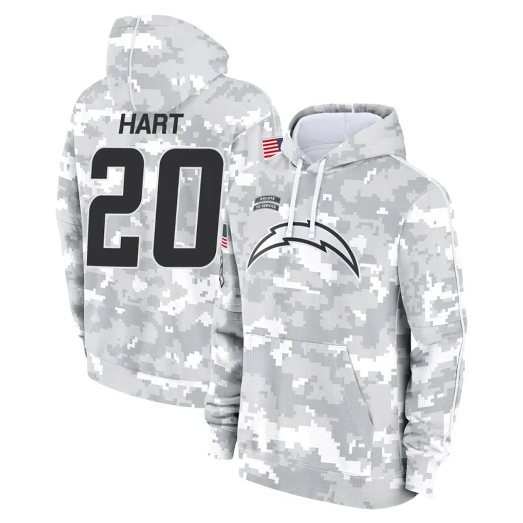Choea LA.Chargers #20 Cam Hart Player Arctic Camo Salute to Service Hoodies Limited Game Stitched Jerseys