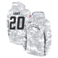 Choea LA.Chargers #20 Cam Hart Player Arctic Camo Salute to Service Hoodies Limited Game Stitched Jerseys