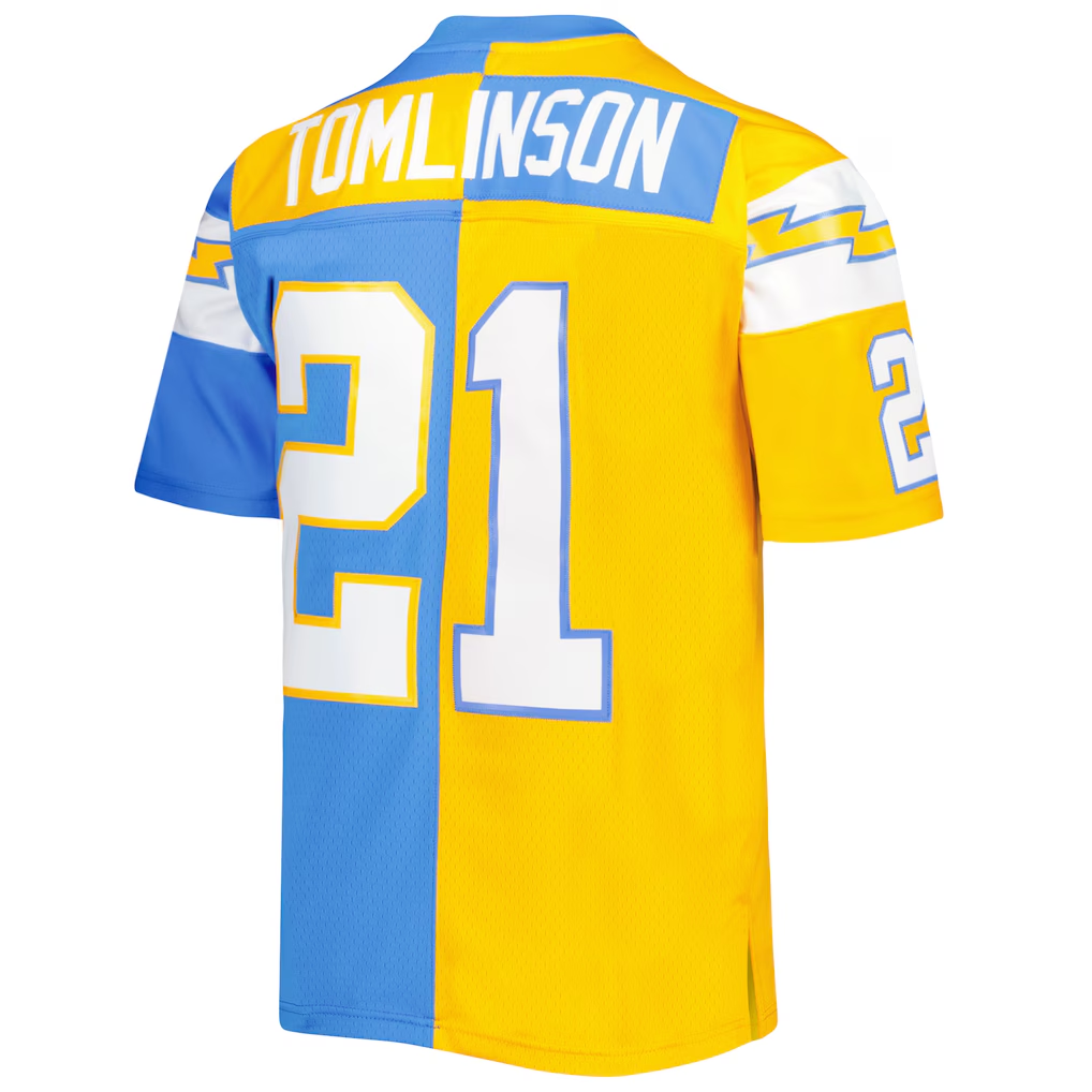 Choea LA.Chargers #21 LaDainian Tomlinson Mitchell & Ness Powder BlueGold 2002 Split Legacy Replica Jersey