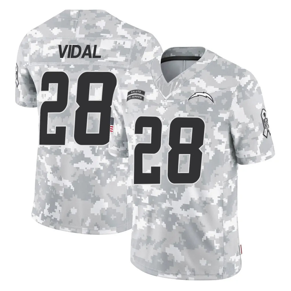 Choea LA.Chargers #28 Kimani Vidal Player Arctic Camo Salute To Service Limited Game Stitched Jerseys
