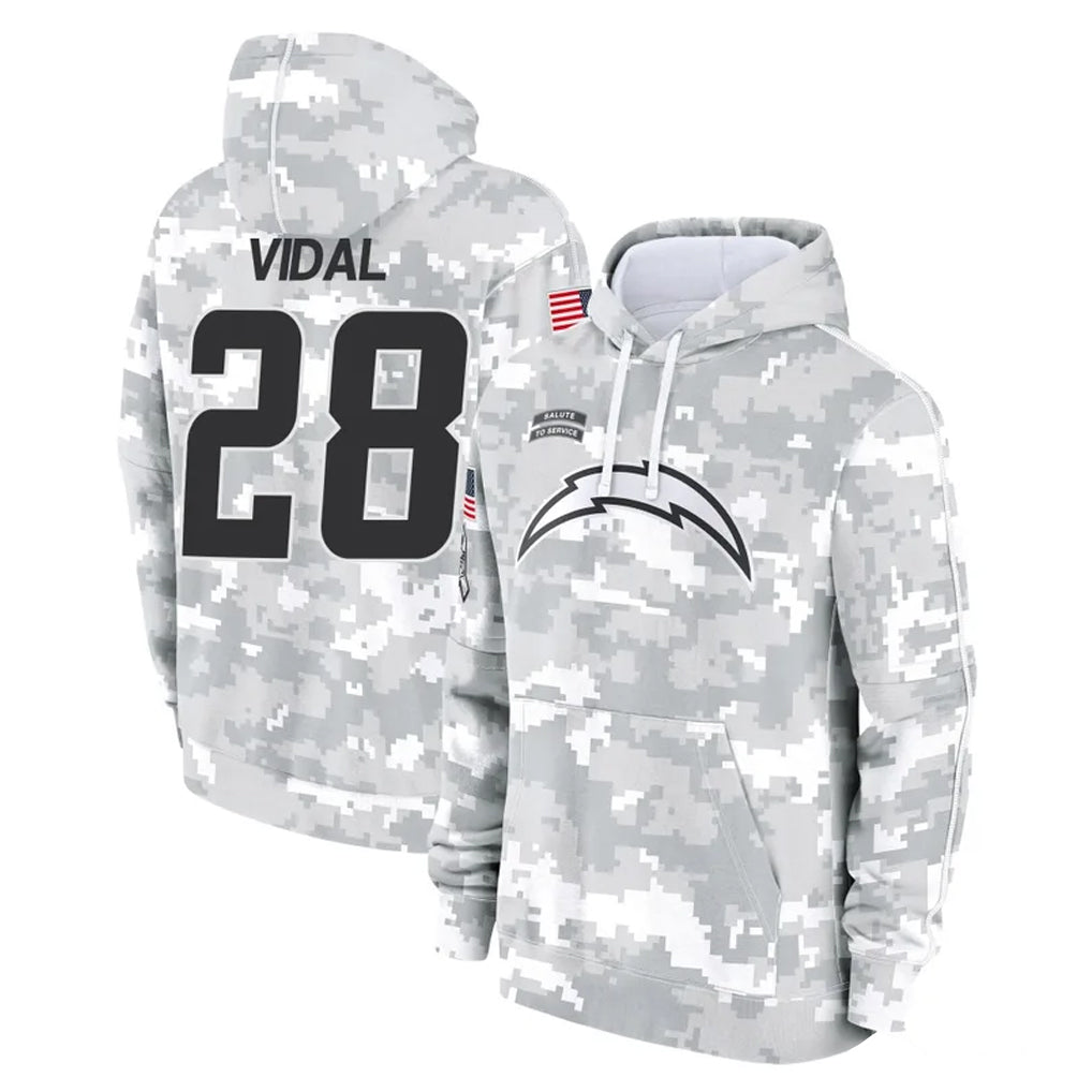 Choea LA.Chargers #28 Kimani Vidal Player Arctic Camo Salute to Service Hoodies Limited Game Stitched Jerseys