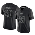 Choea LA.Chargers #28 Kimani Vidal Player Black Limited Reflective Home Game Stitched Jerseys