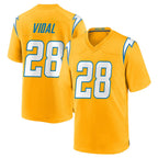 Choea LA.Chargers #28 Kimani Vidal Player Gold Home Game Stitched Jerseys