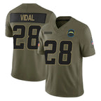 Choea LA.Chargers #28 Kimani Vidal Player Olive 2025 Salute To Service Limited Game Stitched Jerseys