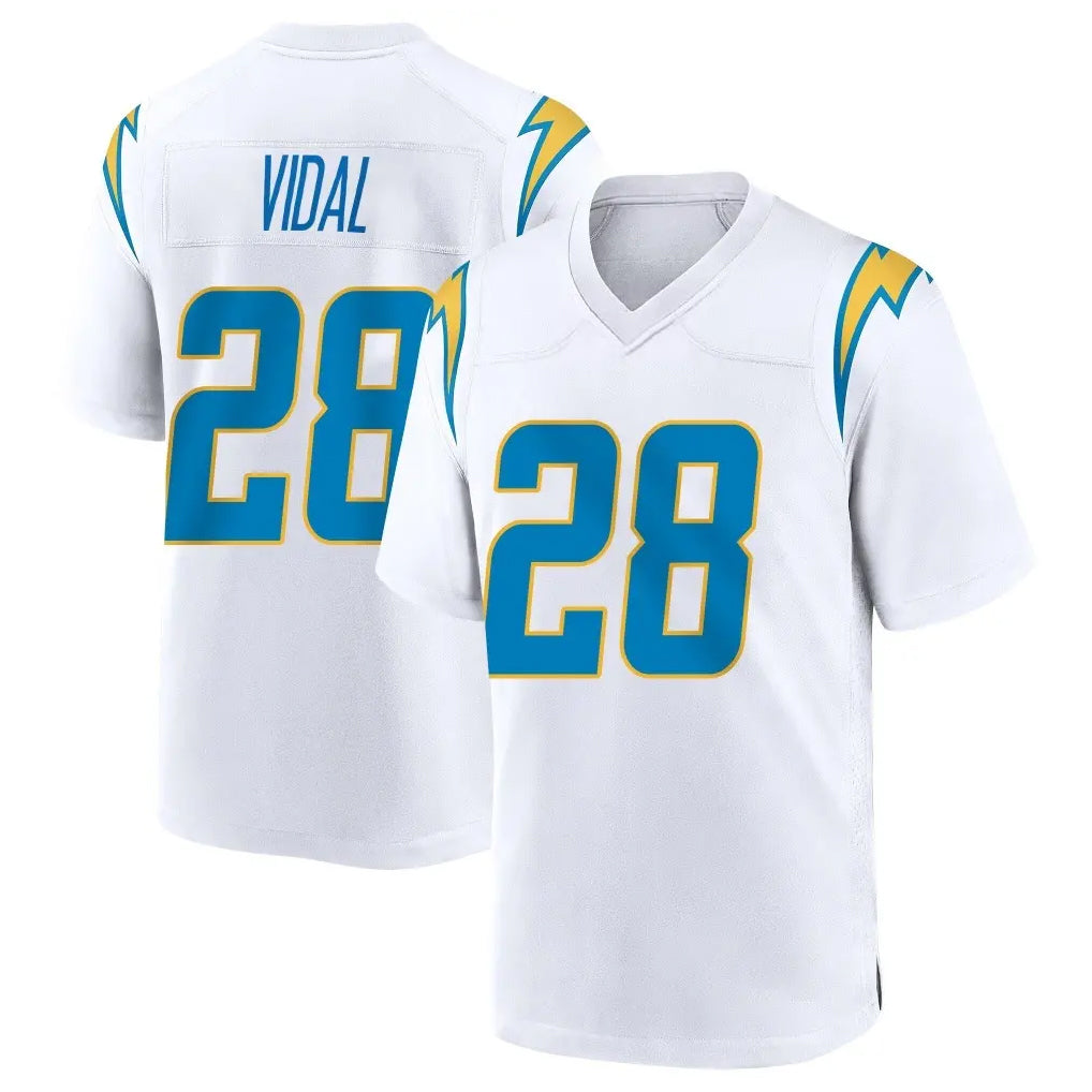 Choea LA.Chargers #28 Kimani Vidal Player White Home Game Stitched Jerseys