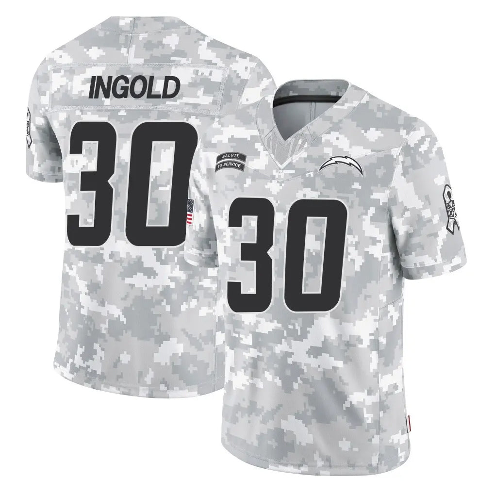 Choea LA.Chargers #30 Alec Ingold Player Arctic Camo Salute To Service Limited Game Stitched Jerseys