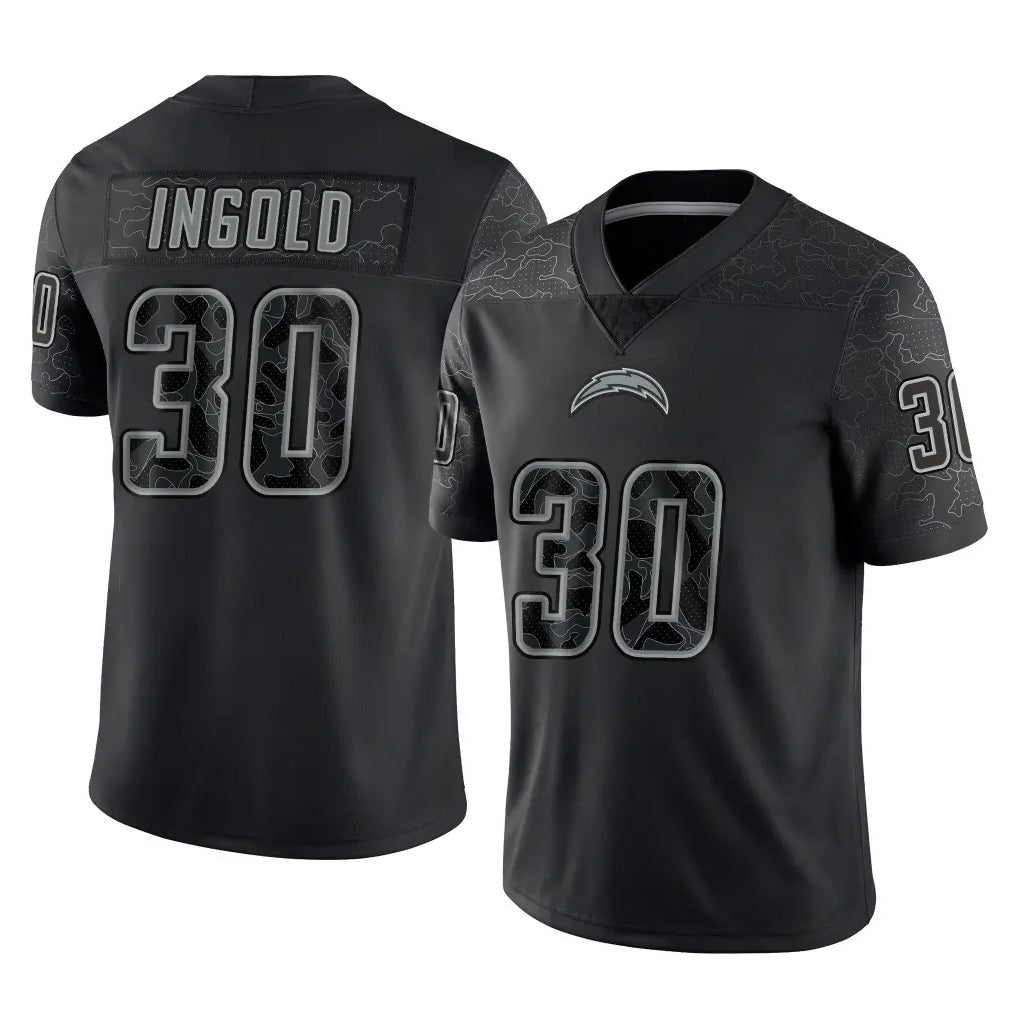 Choea LA.Chargers #30 Alec Ingold Player Black Limited Reflective Home Game Stitched Jerseys