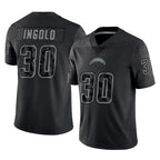 Choea LA.Chargers #30 Alec Ingold Player Black Limited Reflective Home Game Stitched Jerseys