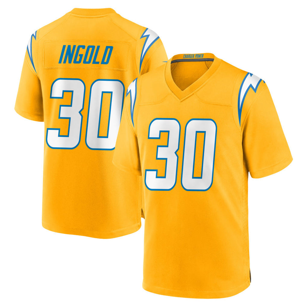 Choea LA.Chargers #30 Alec Ingold Player Gold Home Game Stitched Jerseys