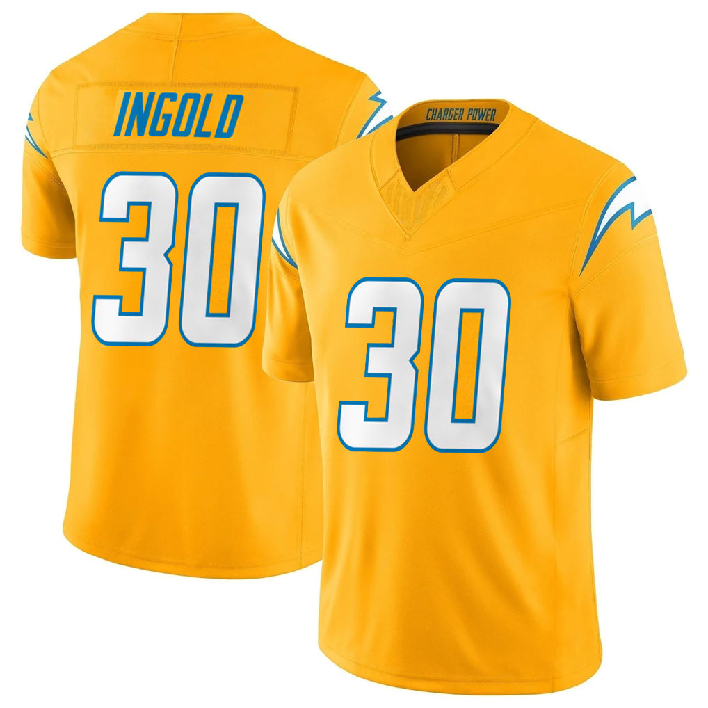 Choea LA.Chargers #30 Alec Ingold Player Gold Limited Vapor F.U.S.E. Home Game Stitched Jerseys