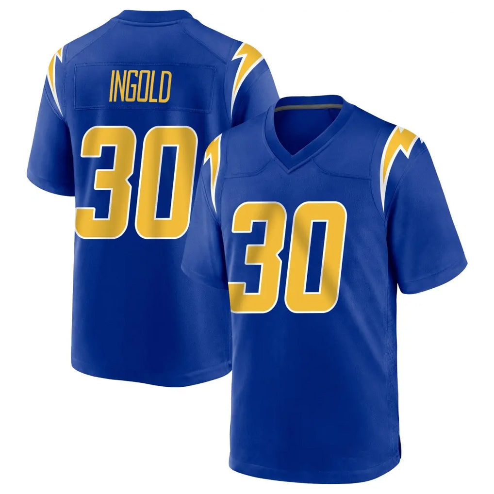 Choea LA.Chargers #30 Alec Ingold Player Royal Home Game Stitched Jerseys