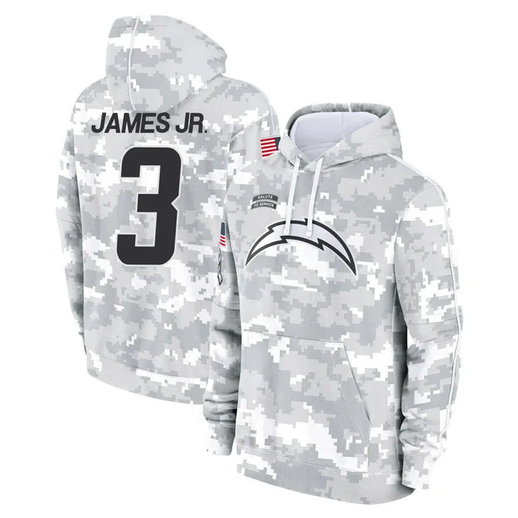 Choea LA.Chargers #3 Derwin James Jr. Player Arctic Camo Salute to Service Hoodies Limited Game Stitched Jerseys