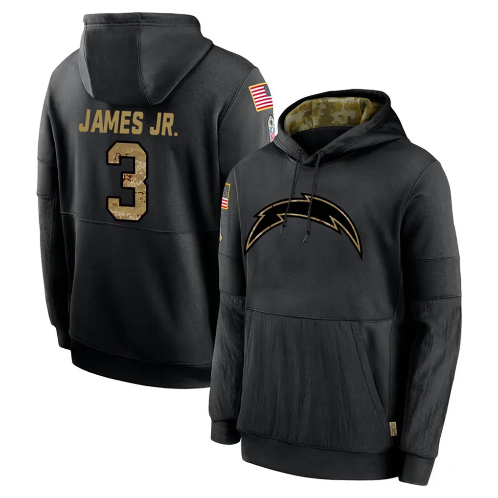 Choea LA.Chargers #3 Derwin James Jr. Player Black Salute to Service Hoodies Limited Game Stitched Jerseys