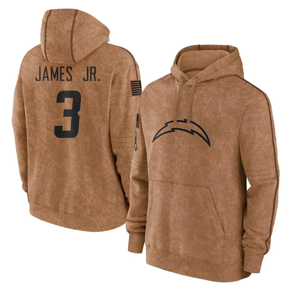 Choea LA.Chargers #3 Derwin James Jr. Player Brown Salute to Service Hoodies Limited Game Stitched Jerseys
