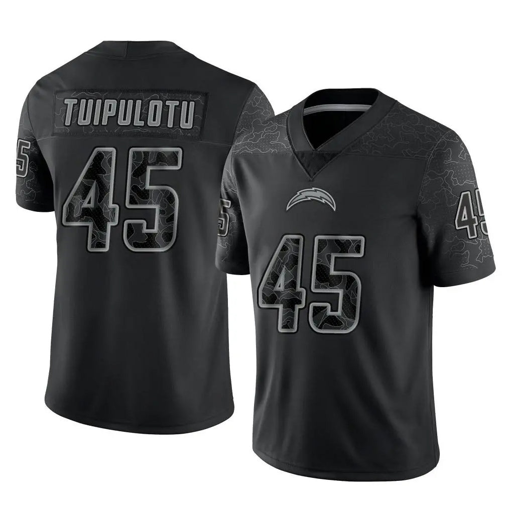 Choea LA.Chargers #45 Tuli Tuipulotu Player Black Limited Reflective Home Game Stitched Jerseys