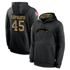 Choea LA.Chargers #45 Tuli Tuipulotu Player Black Salute to Service Hoodies Limited Game Stitched Jerseys