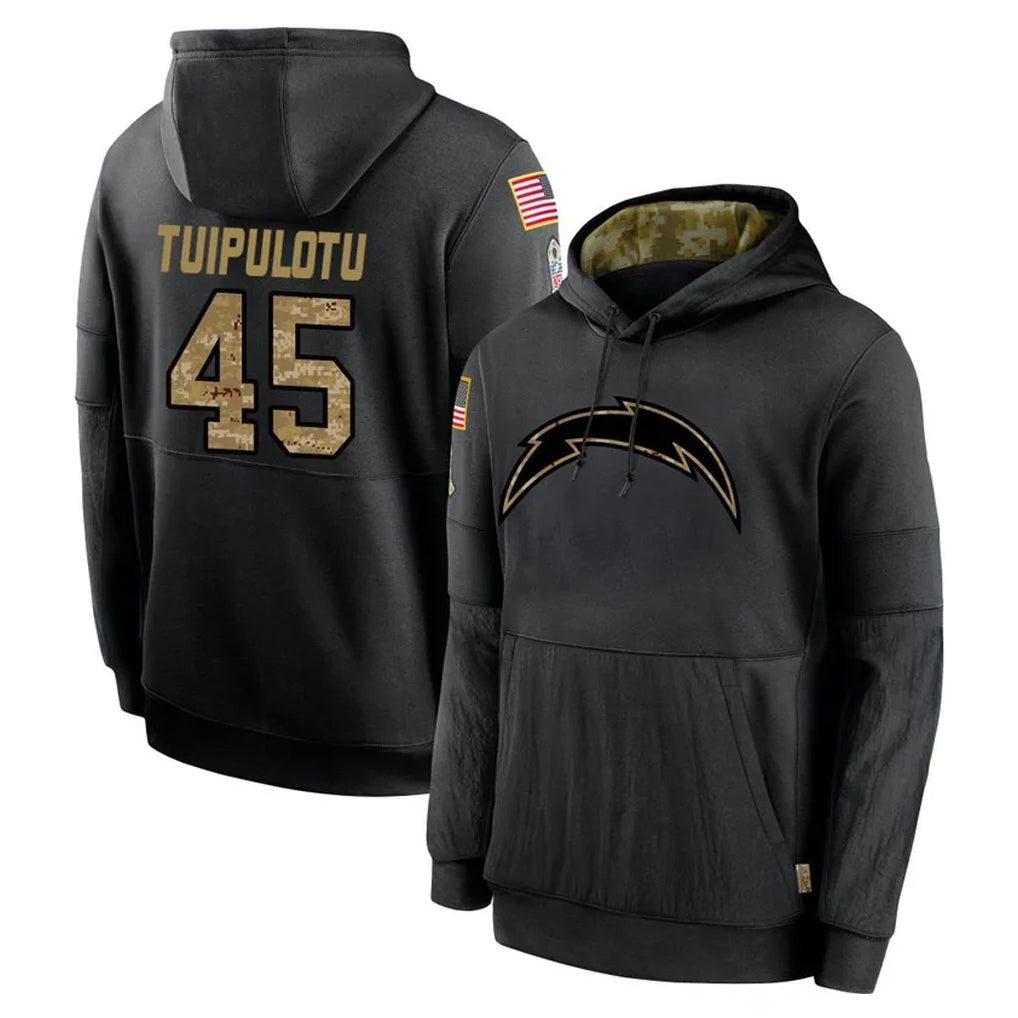 Choea LA.Chargers #45 Tuli Tuipulotu Player Black Salute to Service Hoodies Limited Game Stitched Jerseys
