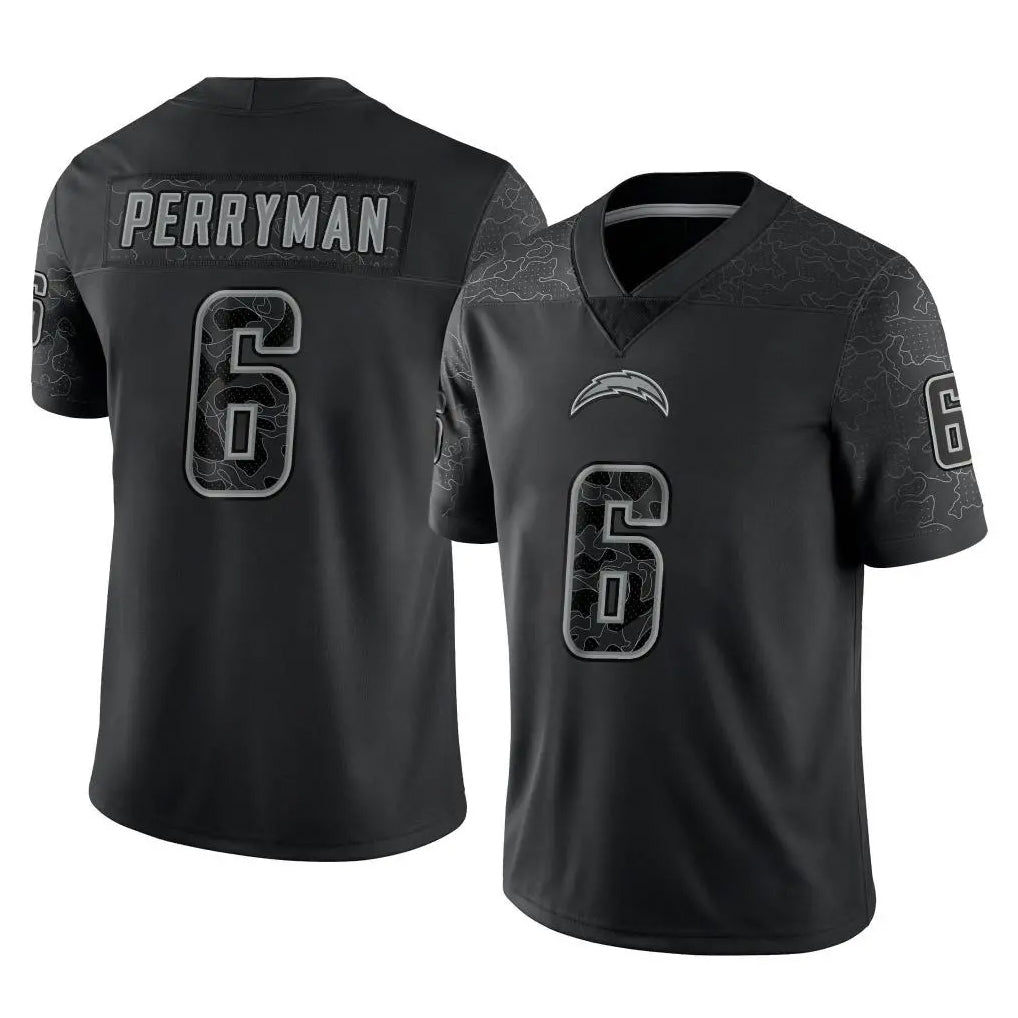 Choea LA.Chargers #6 Denzel Perryman Player Black Limited Reflective Home Game Stitched Jerseys