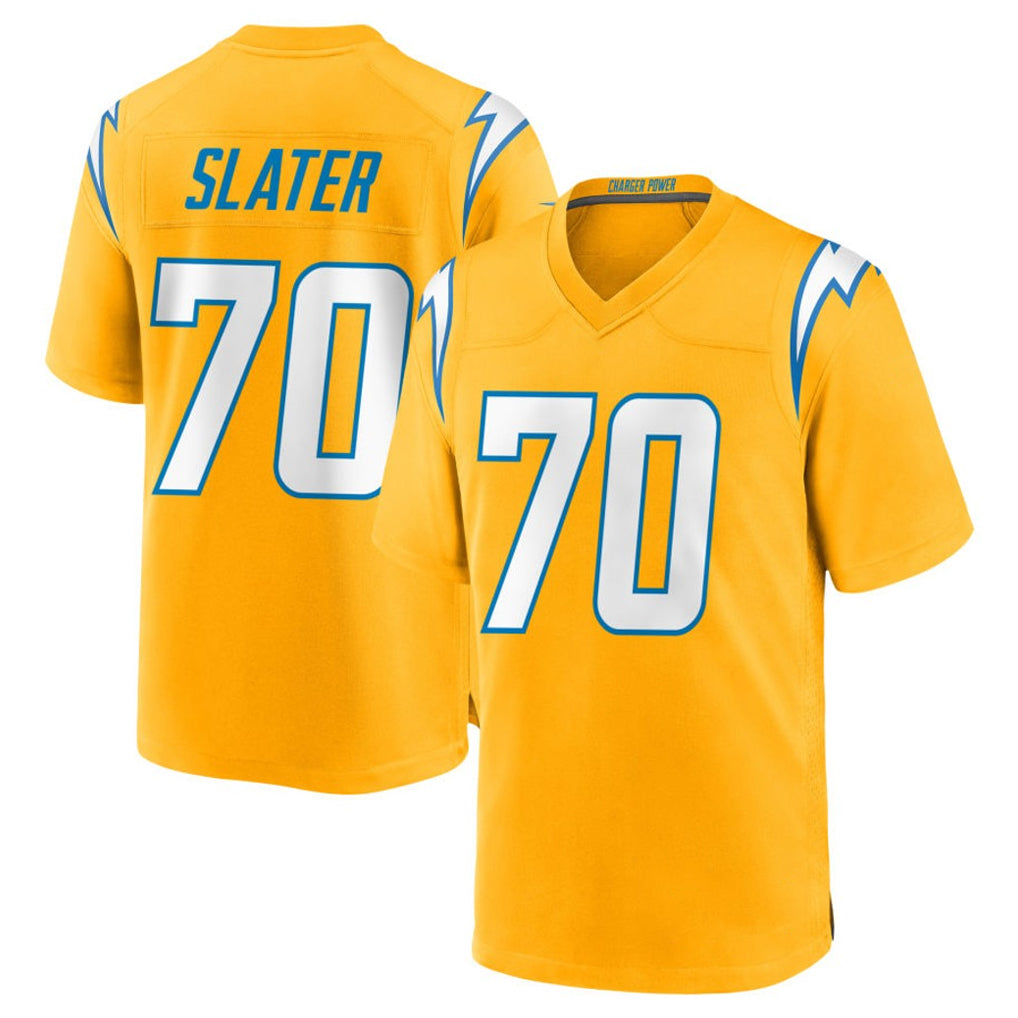 Choea LA.Chargers #70 Rashawn Slater Player Gold Home Game Stitched Jerseys