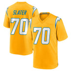 Choea LA.Chargers #70 Rashawn Slater Player Gold Home Game Stitched Jerseys