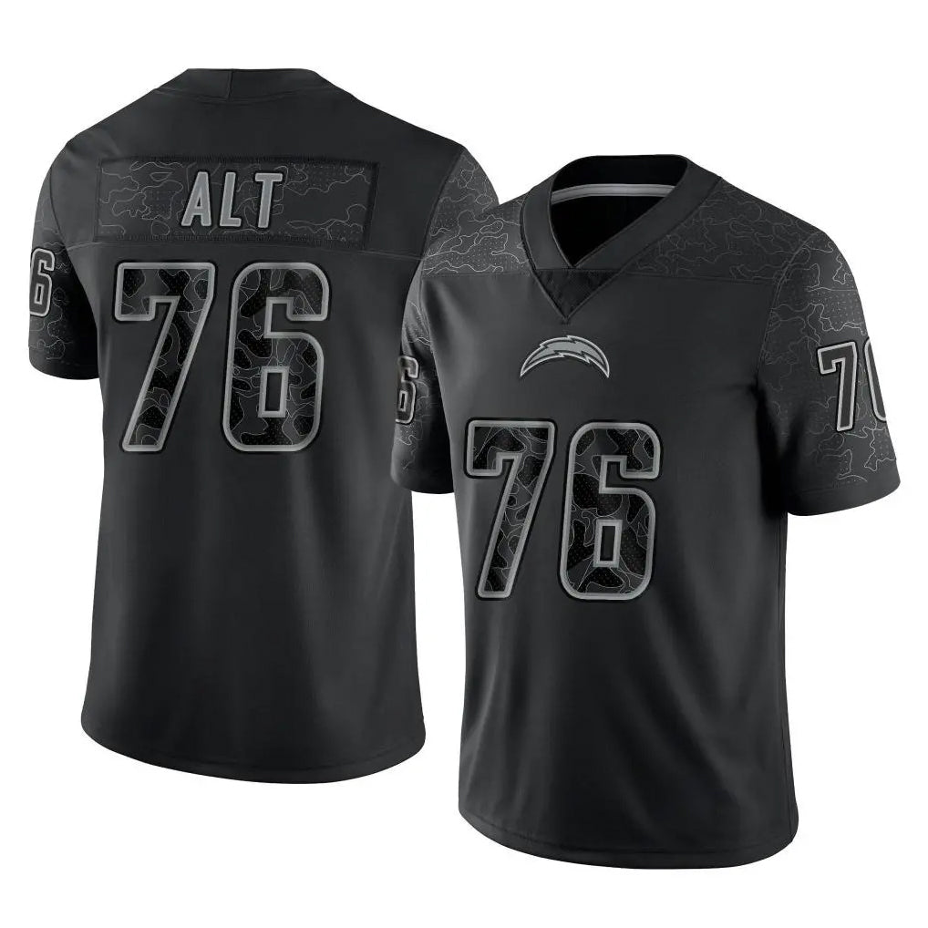 Choea LA.Chargers #76 Joe Alt Player Black Limited Reflective Home Game Stitched Jerseys
