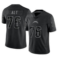 Choea LA.Chargers #76 Joe Alt Player Black Limited Reflective Home Game Stitched Jerseys