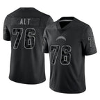Choea LA.Chargers #76 Joe Alt Player Black Limited Reflective Home Game Stitched Jerseys