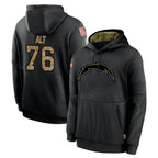 Choea LA.Chargers #76 Joe Alt Player Black Salute to Service Hoodies Limited Game Stitched Jerseys