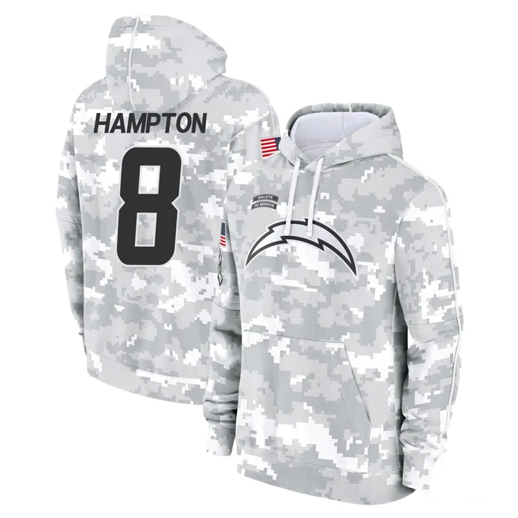 Choea LA.Chargers #8 Omarion Hampton Player Arctic Camo Salute to Service Hoodies Limited Game Stitched Jerseys