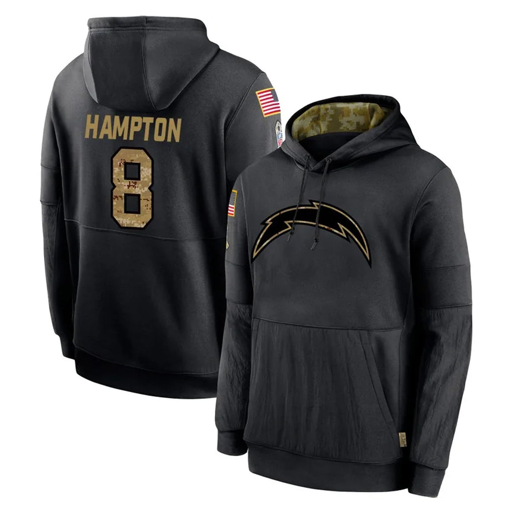 Choea LA.Chargers #8 Omarion Hampton Player Black Salute to Service Hoodies Limited Game Stitched Jerseys