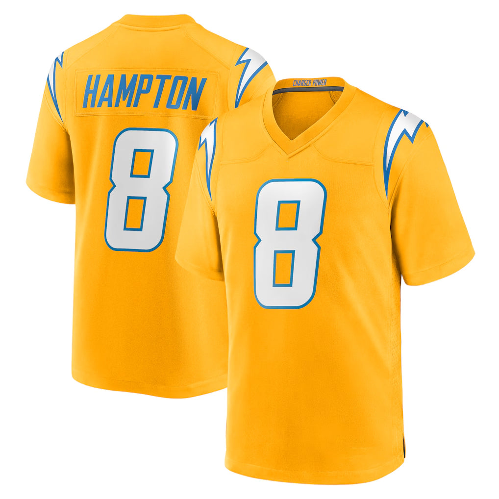 Choea LA.Chargers #8 Omarion Hampton Player Gold Home Game Stitched Jerseys