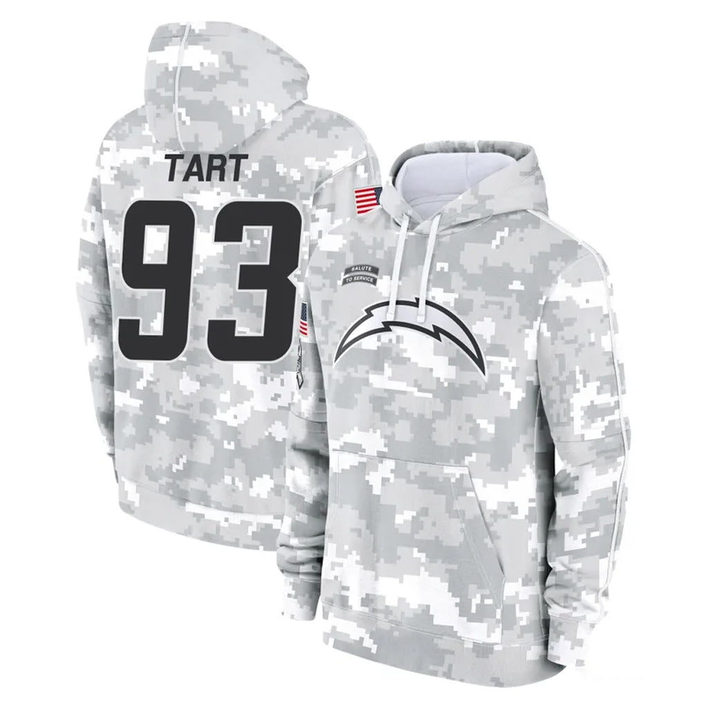 Choea LA.Chargers #93 Teair Tart Player Arctic Camo Salute to Service Hoodies Limited Game Stitched Jerseys