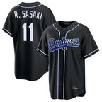 Choea LA.Dodgers #11 Roki Sasaki Player Black Carbon Limited Home Stitched Jerseys