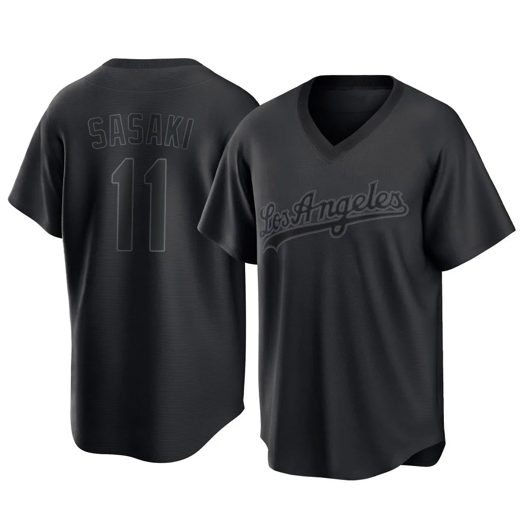 Choea LA.Dodgers #11 Roki Sasaki Player Black Pitch Fashion T-shirt Stitched Jerseys