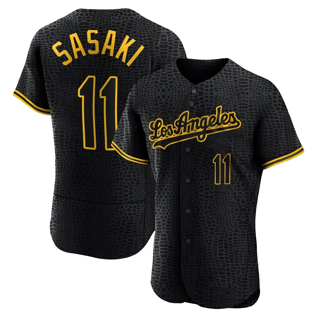 Choea LA.Dodgers #11 Roki Sasaki Player Black Snake Skin City Limited Elite Home Stitched Jerseys