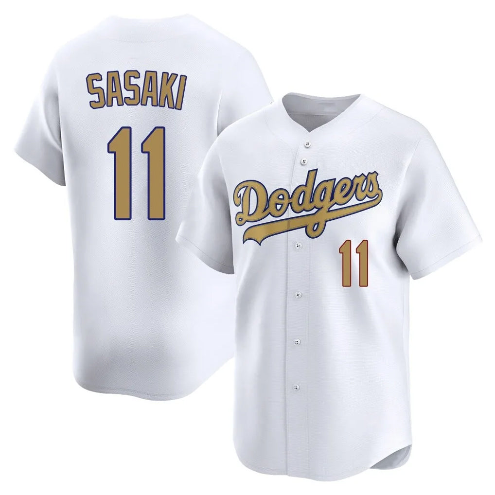 Choea LA.Dodgers #11 Roki Sasaki Player Gold Collection Limited Home Stitched Jerseys