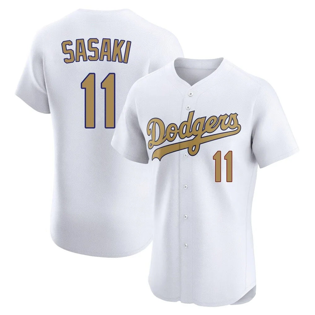 Choea LA.Dodgers #11 Roki Sasaki Player Gold Limited Elite Home Stitched Jerseys