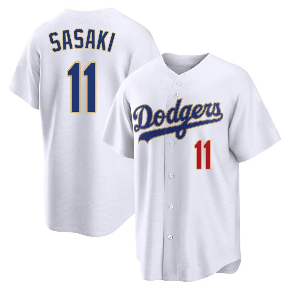 Choea LA.Dodgers #11 Roki Sasaki Player Gold White 2026 Collection Stadium Limited Stitched Jerseys