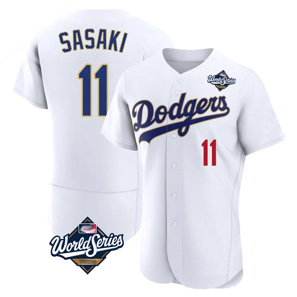 Choea LA.Dodgers #11 Roki Sasaki Player Gold White World Series 2026 Collection Stadium Limited Elite Stitched Jerseys