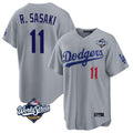 Choea LA.Dodgers #11 Roki Sasaki Player Gray World Series Game Home Stitched Jerseys