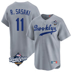 Choea LA.Dodgers #11 Roki Sasaki Player Gray World Series Game Limited Home Stitched Jerseys