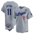 Choea LA.Dodgers #11 Roki Sasaki Player Gray World Series Limited Home Stitched Jerseys
