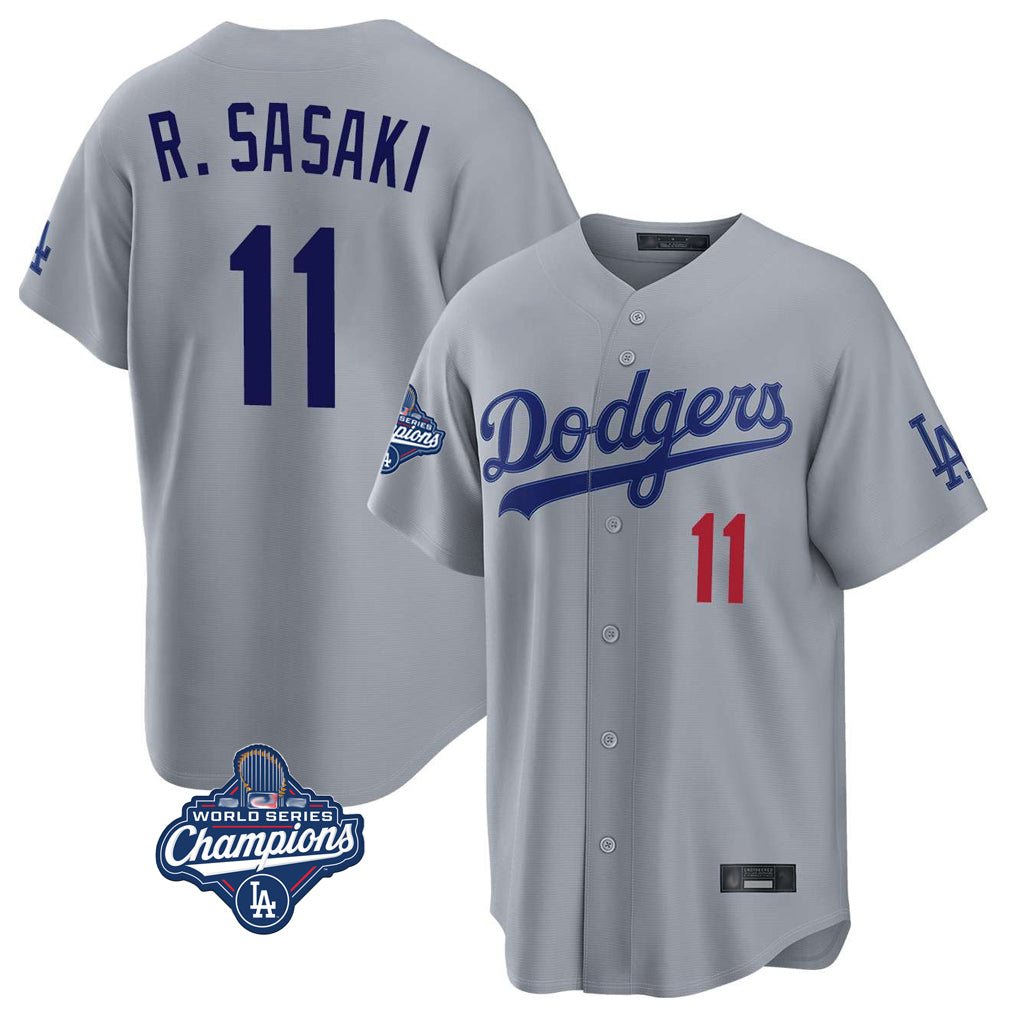 Choea LA.Dodgers #11 Roki Sasaki Player Gray World Series Meet Game Home Stitched Jerseys
