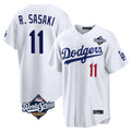 Choea LA.Dodgers #11 Roki Sasaki Player White World Series Home Game Stitched Jerseys