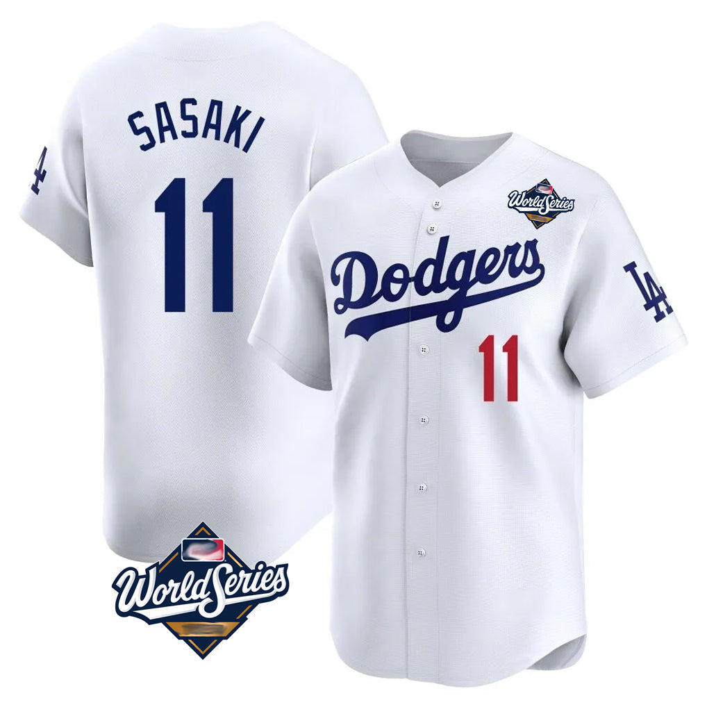 Choea LA.Dodgers #11 Roki Sasaki Player White World Series Limited Home Stitched Jerseys