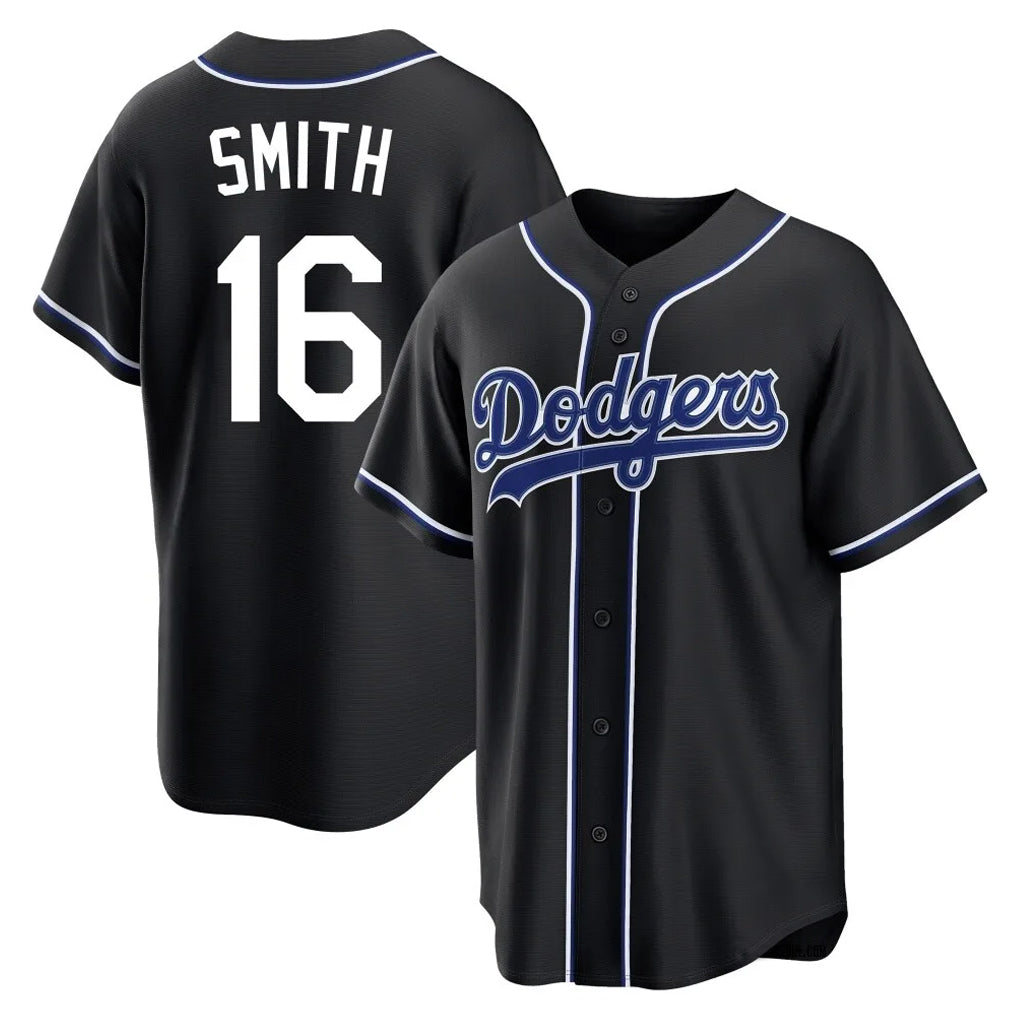 Choea LA.Dodgers #16 Will Smith Player Black Carbon Limited Home Stitched Jerseys