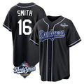Choea LA.Dodgers #16 Will Smith Player Black World Series Carbon Limited Home Stitched Jerseys