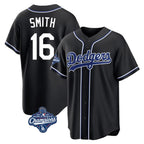 Choea LA.Dodgers #16 Will Smith Player Black World Series Meet Carbon Limited Home Stitched Jerseys